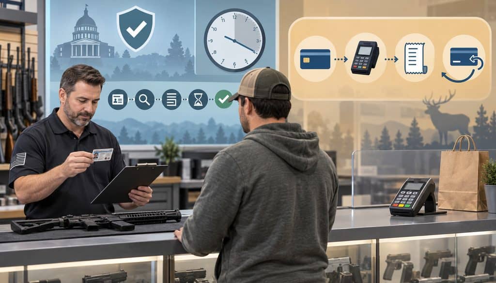FFL delayed transaction review shown separately from firearm payment processing